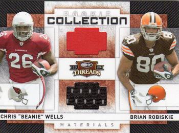 2009 Donruss Threads - Rookie Collection Materials Combo #8 Beanie Wells / Brian Robiskie Front