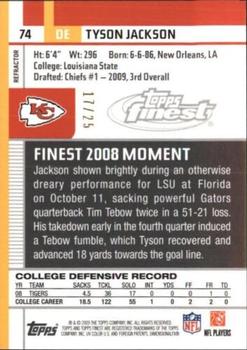 2009 Finest - Pigskin Gold Refractors #74 Tyson Jackson Back