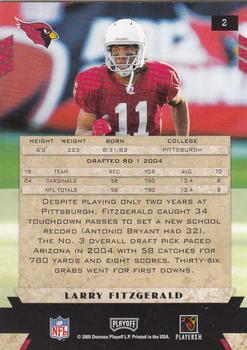 2005 Playoff Honors #2 Larry Fitzgerald Back