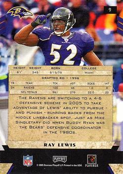 2005 Playoff Honors #9 Ray Lewis Back