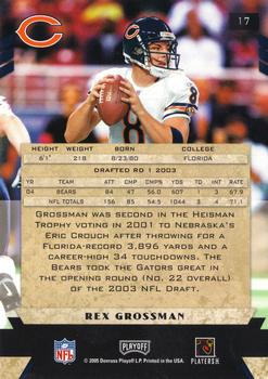 2005 Playoff Honors #17 Rex Grossman Back