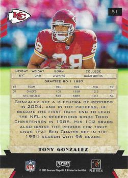 2005 Playoff Honors #51 Tony Gonzalez Back