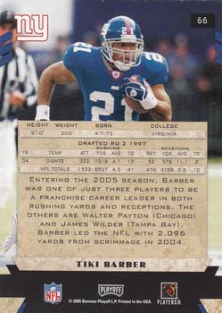 2005 Playoff Honors #66 Tiki Barber Back