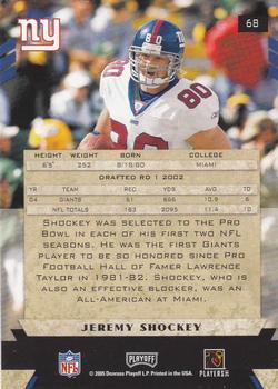 2005 Playoff Honors #68 Jeremy Shockey Back