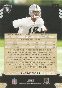 2005 Playoff Honors #73 Randy Moss Back