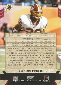 2005 Playoff Honors #98 Clinton Portis Back