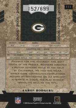 2005 Playoff Honors #111 Aaron Rodgers Back