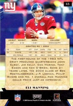 2005 Playoff Honors #65 Eli Manning Back