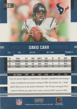 2005 Playoff Prestige #53 David Carr Back