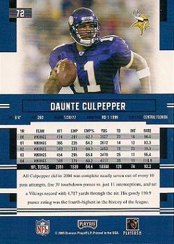 2005 Playoff Prestige #72 Daunte Culpepper Back