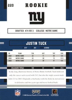 2005 Playoff Prestige #220 Justin Tuck Back