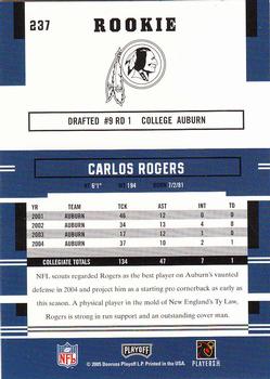 2005 Playoff Prestige #237 Carlos Rogers Back