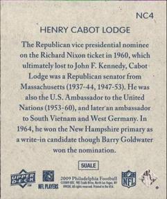 2009 Philadelphia - National Chicle #NC4 Henry Cabot Lodge Back