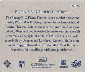 2009 Philadelphia - National Chicle #NC36 Boeing B-17 Flying Fortress Back