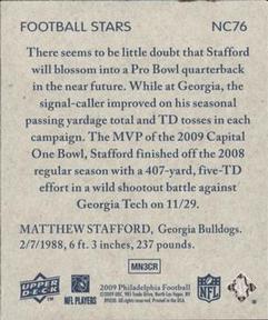 2009 Philadelphia - National Chicle #NC76 Matthew Stafford Back