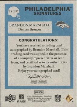2009 Philadelphia - Signatures #PS-BM Brandon Marshall Back