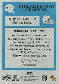 2009 Philadelphia - Signatures #PS-DQ D'Qwell Jackson Back