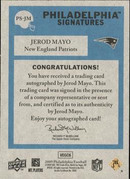 2009 Philadelphia - Signatures #PS-JM Jerod Mayo Back