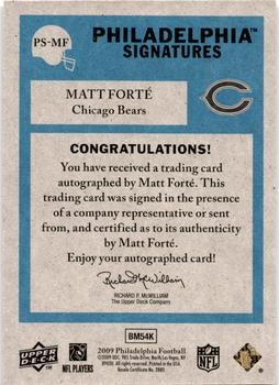 2009 Philadelphia - Signatures #PS-MF Matt Forte Back