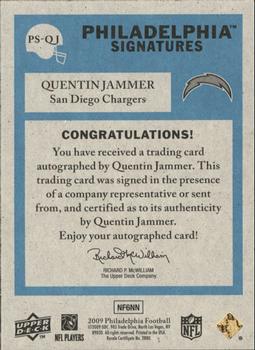 2009 Philadelphia - Signatures #PS-QJ Quentin Jammer Back