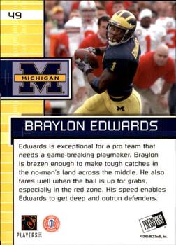 2005 Press Pass #49 Braylon Edwards Back