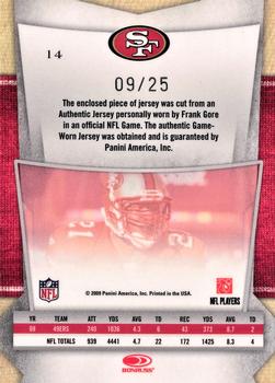 2009 Playoff Absolute Memorabilia - Absolute Patches Spectrum Prime #14 Frank Gore Back
