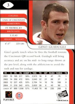 2005 Press Pass SE #3 Gino Guidugli Back