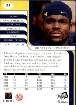2005 Press Pass SE #23 Braylon Edwards Back
