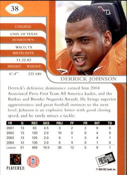 2005 Press Pass SE #38 Derrick Johnson Back