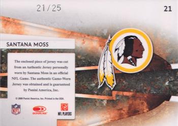 2009 Playoff Absolute Memorabilia - Gridiron Force Material Prime Jersey Number #21 Santana Moss Back