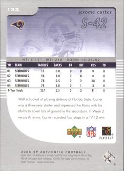 2005 SP Authentic #133 Jerome Carter Back