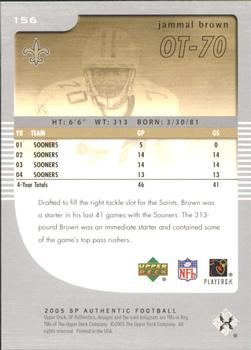 2005 SP Authentic #156 Jammal Brown Back