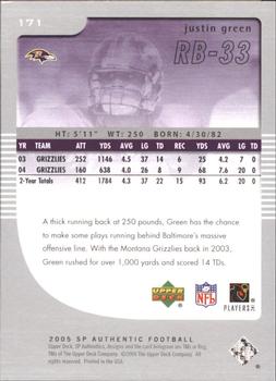 2005 SP Authentic #171 Justin Green Back