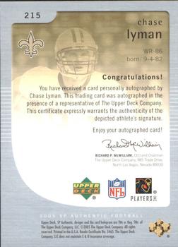 2005 SP Authentic #215 Chase Lyman Back