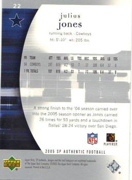 2005 SP Authentic #22 Julius Jones Back