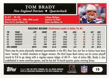 2005 Topps #10 Tom Brady Back