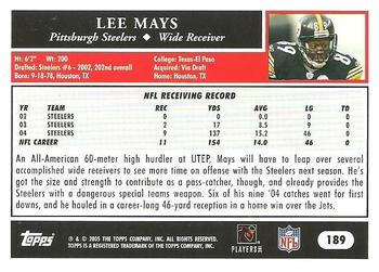 2005 Topps #189 Lee Mays Back
