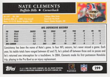 2005 Topps #299 Nate Clements Back