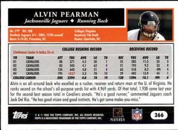2005 Topps #366 Alvin Pearman Back