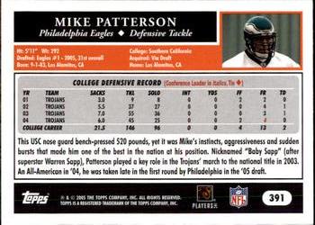 2005 Topps #391 Mike Patterson Back