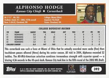 2005 Topps #392 Alphonso Hodge Back