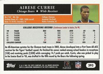 2005 Topps #393 Airese Currie Back