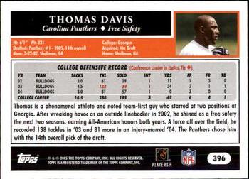 2005 Topps #396 Thomas Davis Back
