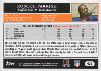 2005 Topps #429 Roscoe Parrish Back