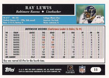 2005 Topps #11 Ray Lewis Back