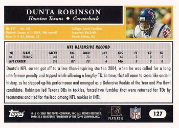 2005 Topps #127 Dunta Robinson Back