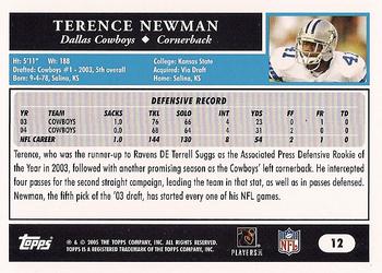 2005 Topps #12 Terence Newman Back