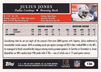 2005 Topps #136 Julius Jones Back