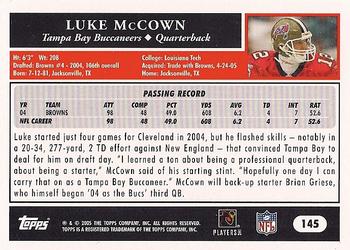2005 Topps #145 Luke McCown Back