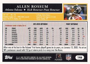 2005 Topps #146 Allen Rossum Back